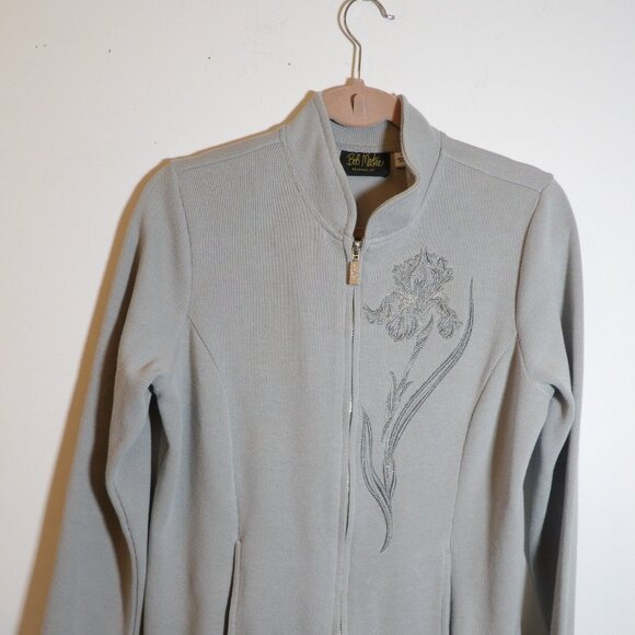 Bob Mackie Tops - Women's Designer Bob Mackie Gray Embroidered Shirt Size Medium